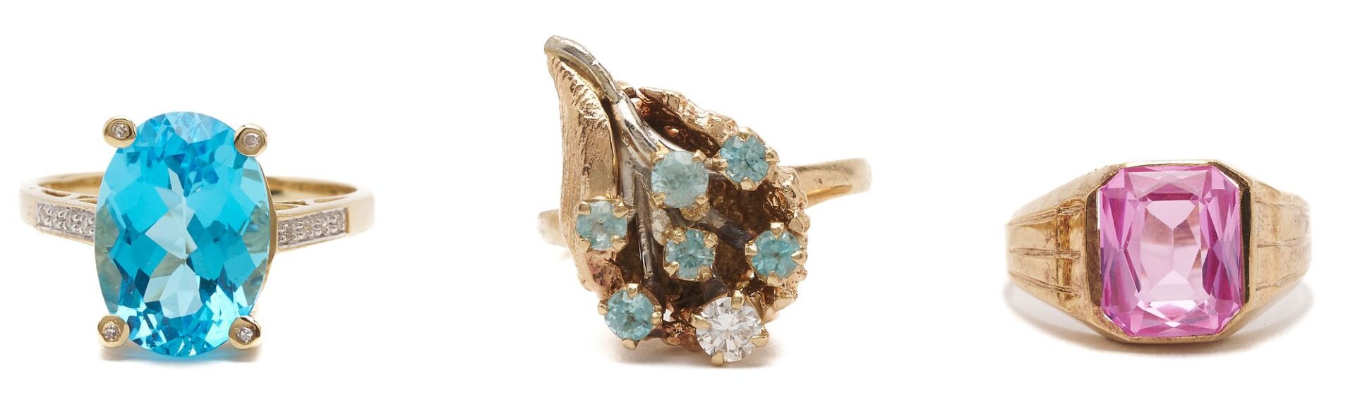 Lot 1014: 3 Gold & Gemstone Rings