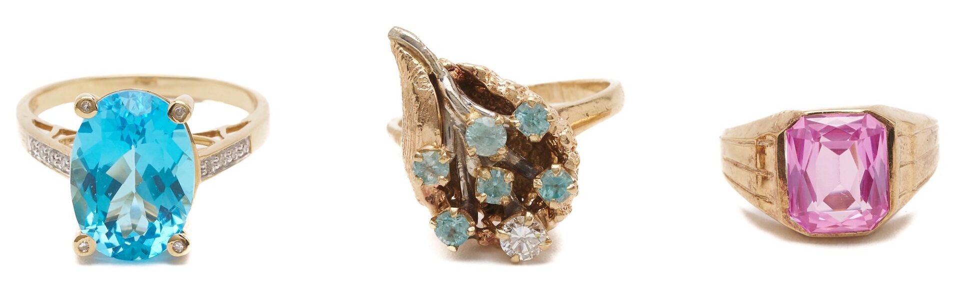 Lot 1014: 3 Gold & Gemstone Rings
