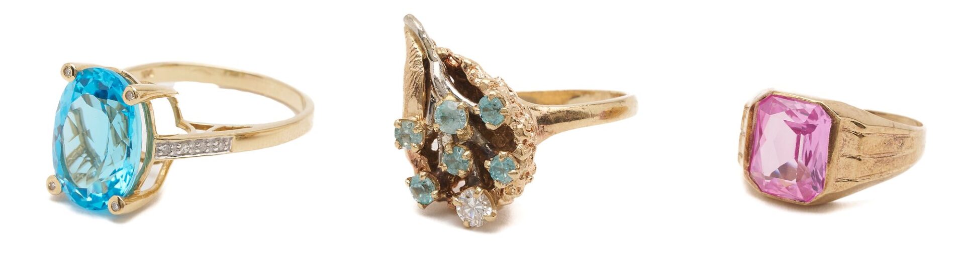 Lot 1014: 3 Gold & Gemstone Rings