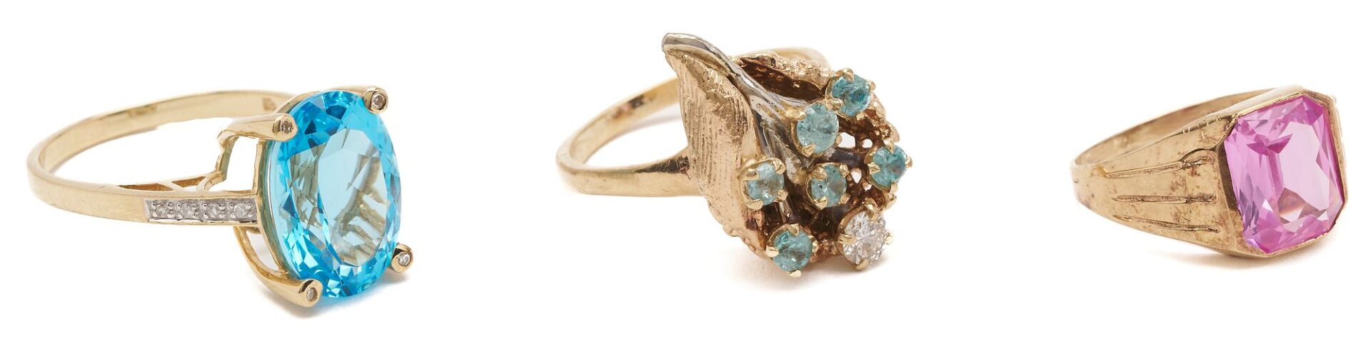 Lot 1014: 3 Gold & Gemstone Rings