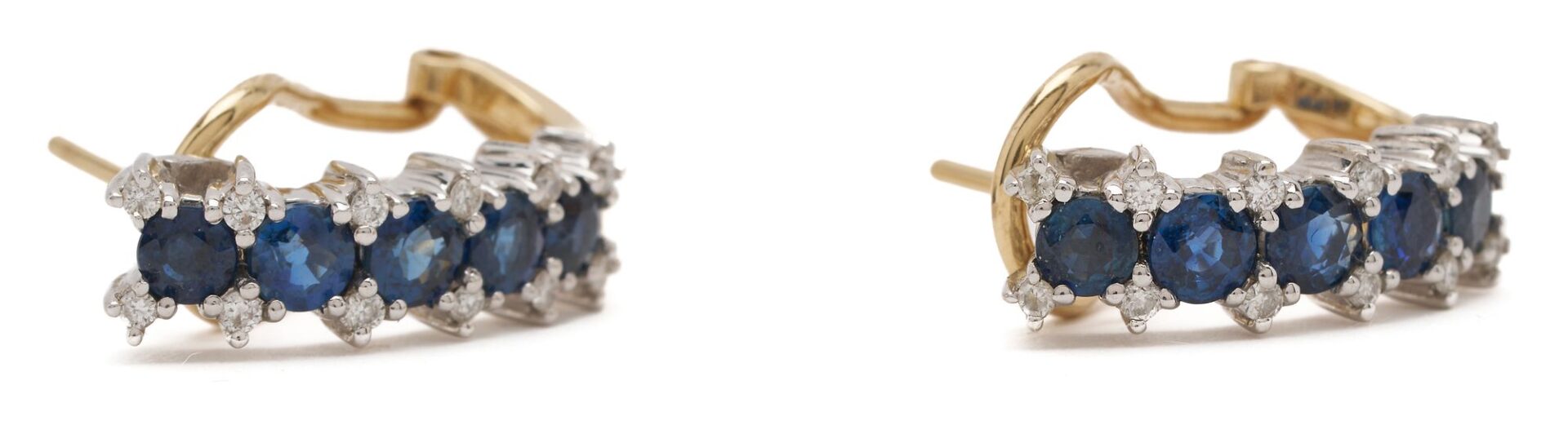 Lot 1015: 14K Diamond & Sapphire Pendant & Earrings