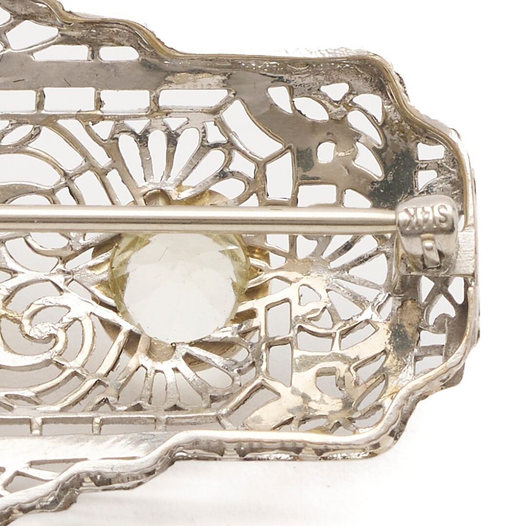 Lot 1016: 2 Art Deco Style 14K Gold & CZ Brooches