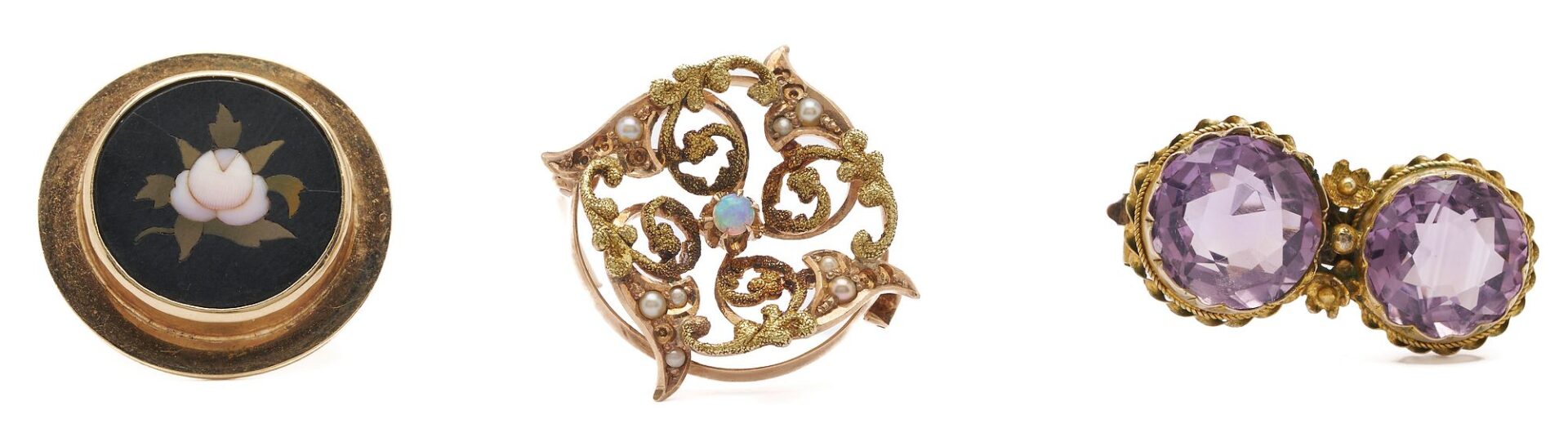 Lot 1017: 5 Victorian Gold & Gemstone Jewelry Pieces