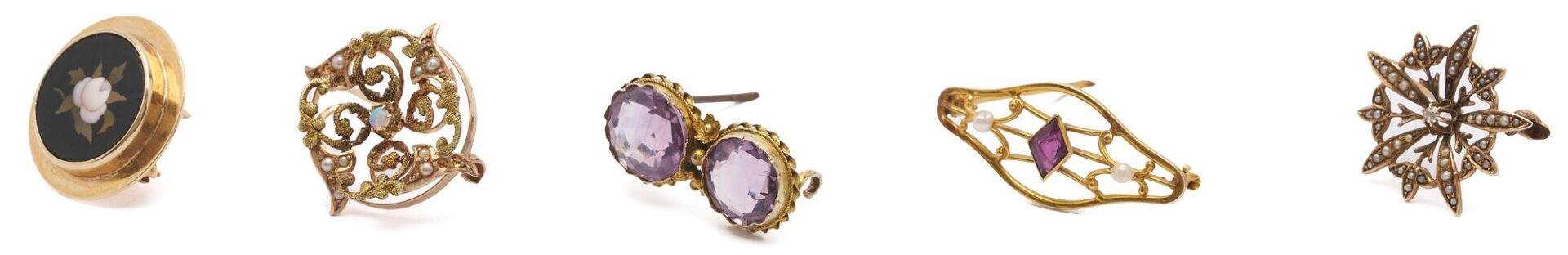 Lot 1017: 5 Victorian Gold & Gemstone Jewelry Pieces