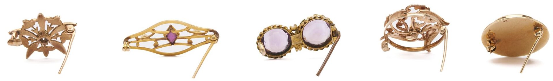 Lot 1017: 5 Victorian Gold & Gemstone Jewelry Pieces