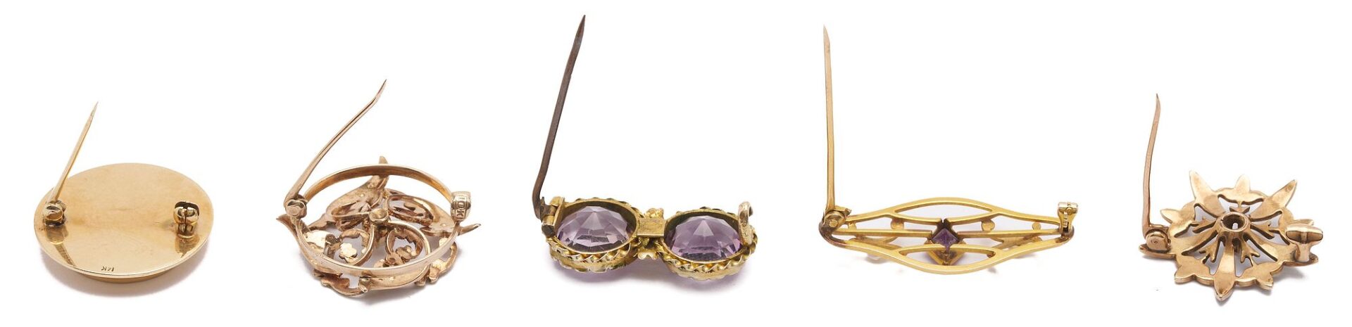 Lot 1017: 5 Victorian Gold & Gemstone Jewelry Pieces