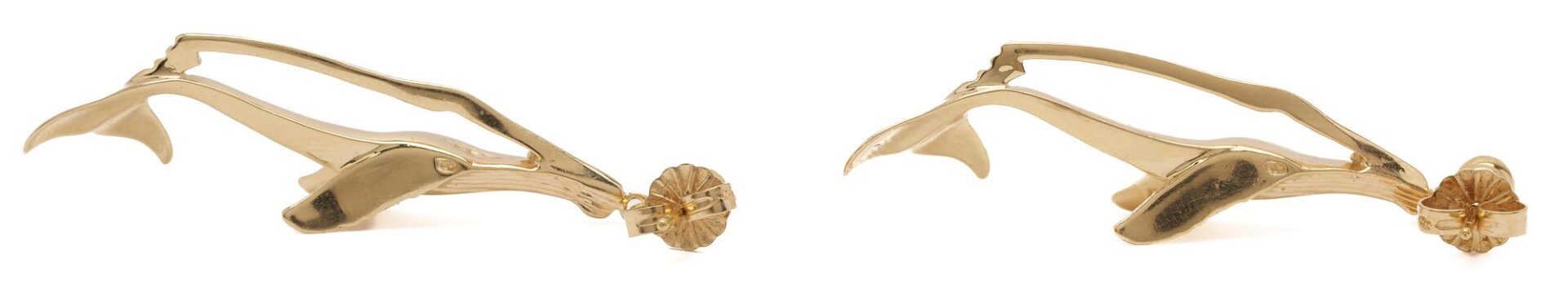 14K Gold Brooch & Pair of Earrings, Sea Creatures