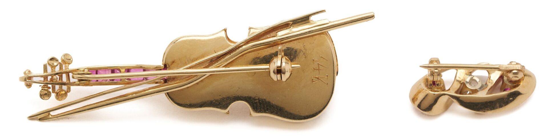 Lot 1023: 2 14K Gold, Ruby, & Diamond Brooches