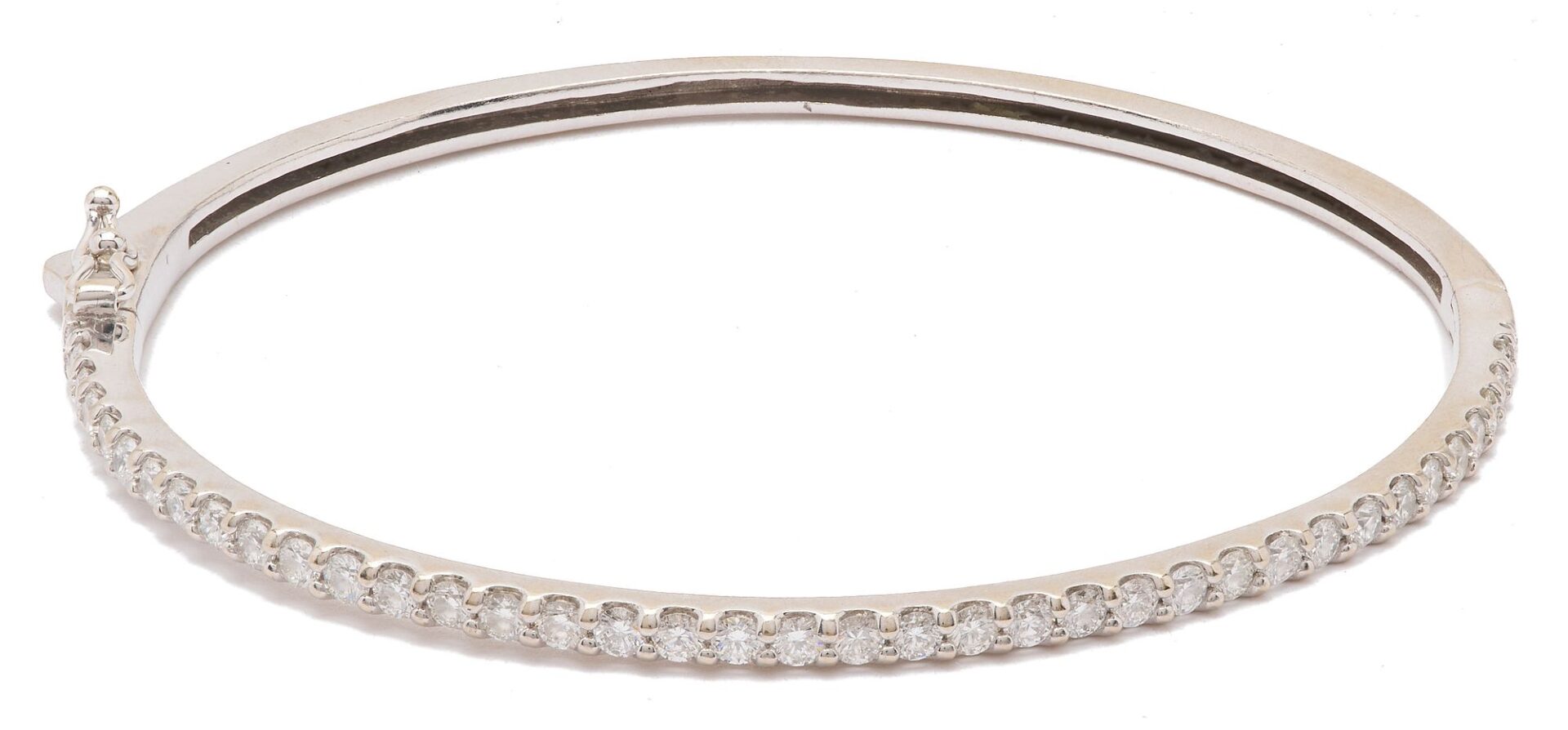 Lot 1025: 14K White Gold & Diamond Bangle Bracelet