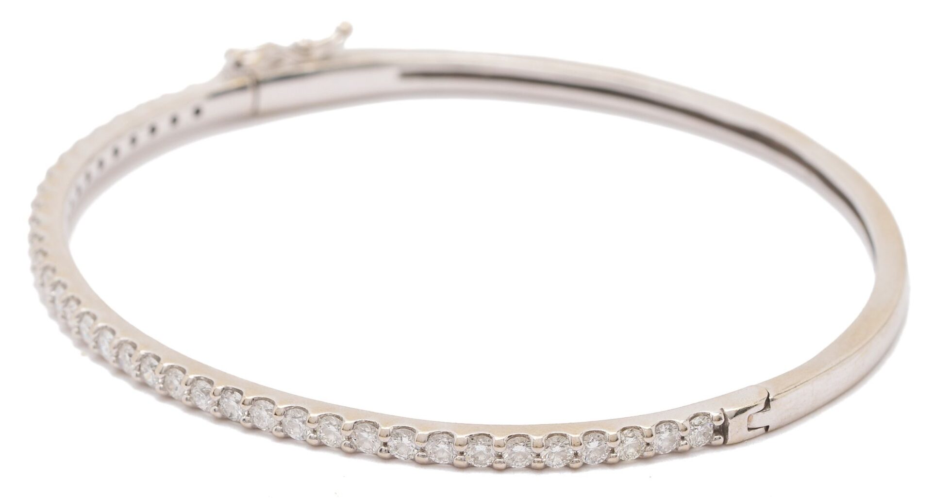 Lot 1025: 14K White Gold & Diamond Bangle Bracelet