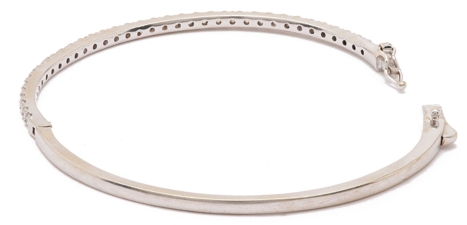 Lot 1025: 14K White Gold & Diamond Bangle Bracelet