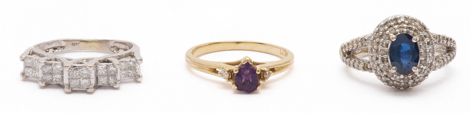 Lot 1026: Three 14K Gold & Gemstone Rings