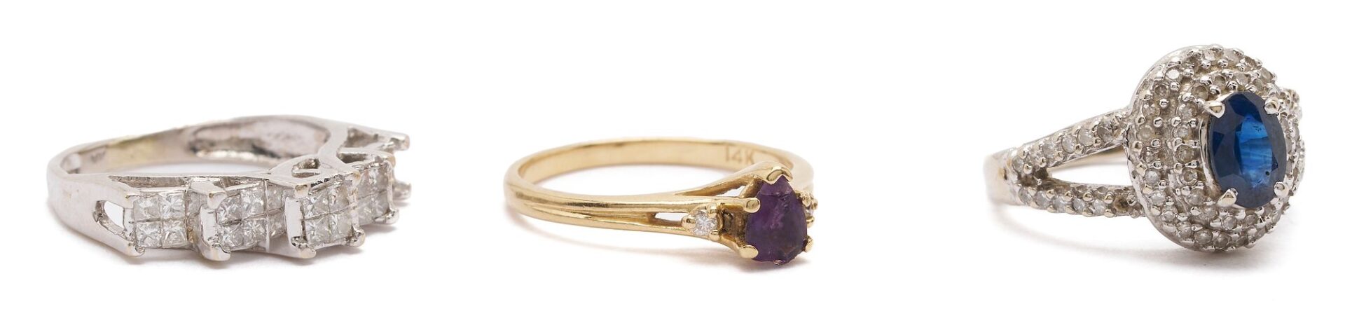 Lot 1026: Three 14K Gold & Gemstone Rings