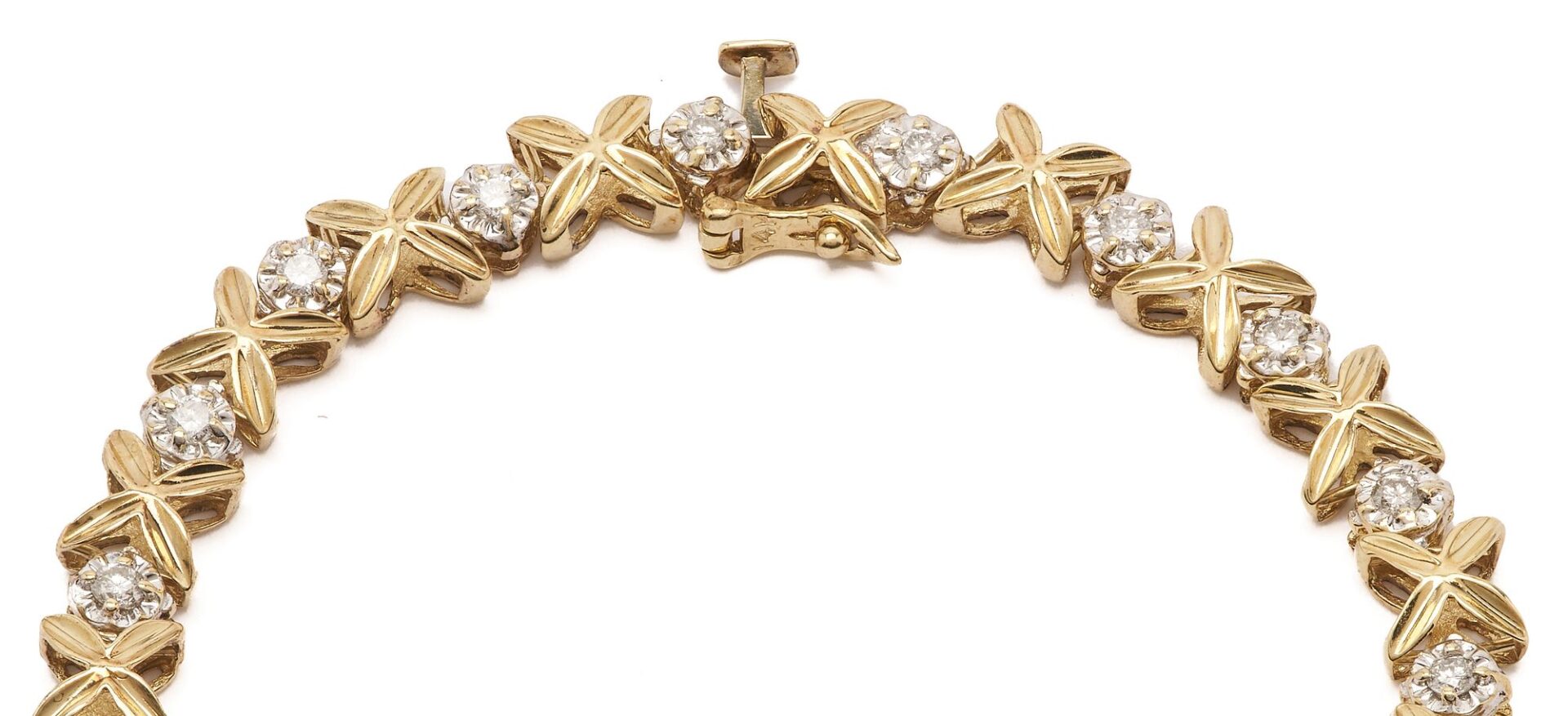 Lot 1029: 14K Gold & Melee Diamond Bracelet