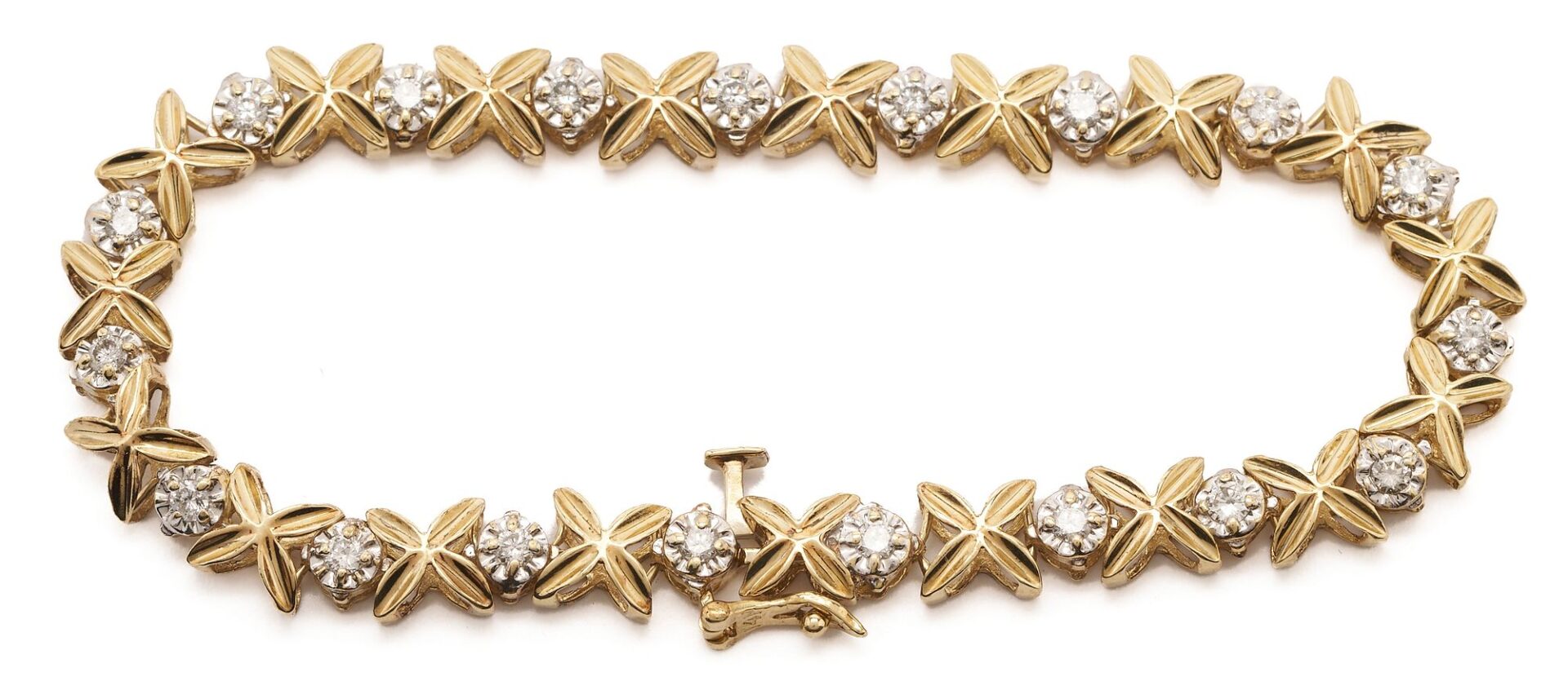 Lot 1029: 14K Gold & Melee Diamond Bracelet