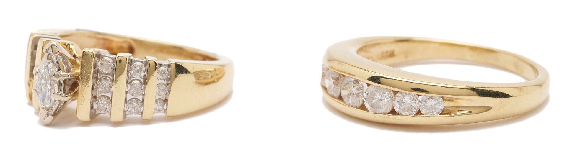 Lot 1030: Two 14K Yellow Gold & Diamond Rings