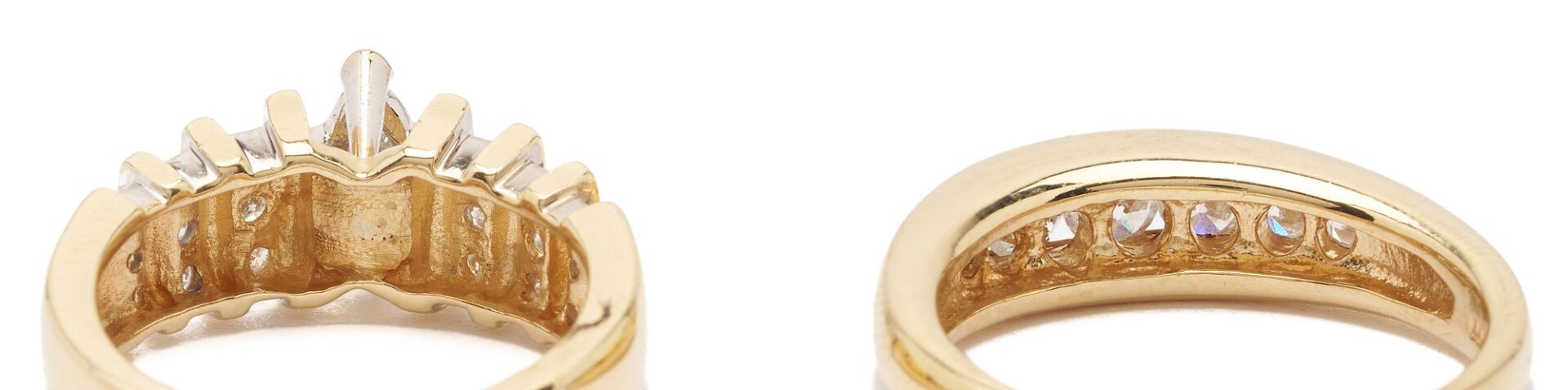 Lot 1030: Two 14K Yellow Gold & Diamond Rings