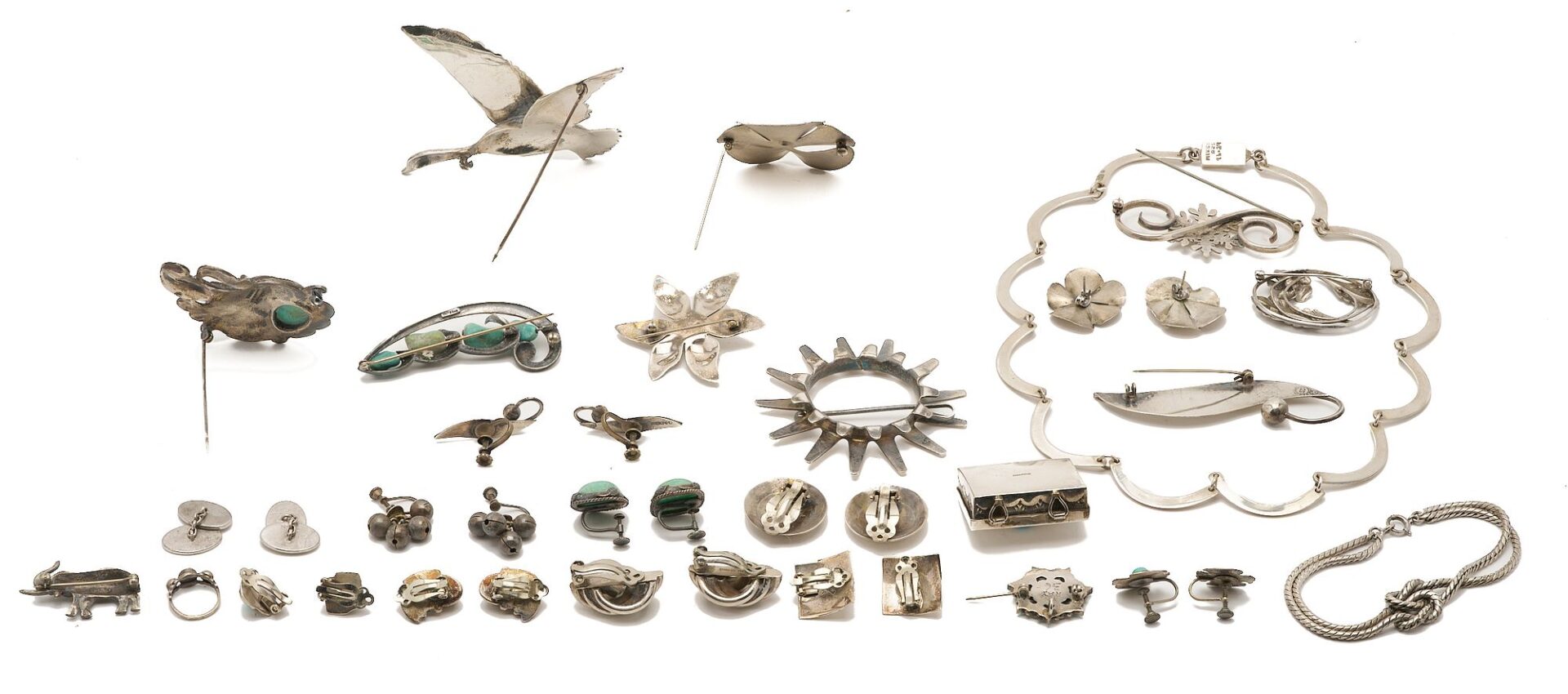 Lot 1036: 26 Pieces of Assorted Sterling Silver Jewelry