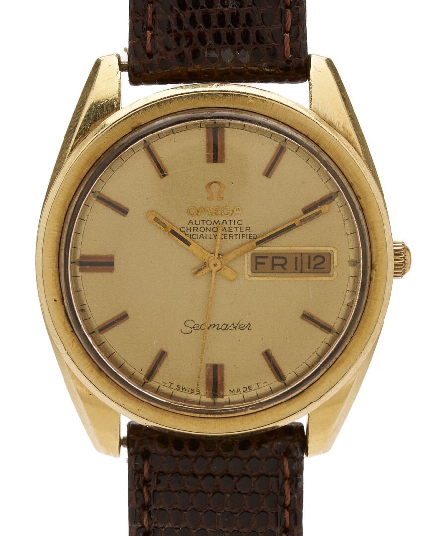 Lot 1039: Vintage 14K Gold Cap Omega Seamaster Automatic Watch