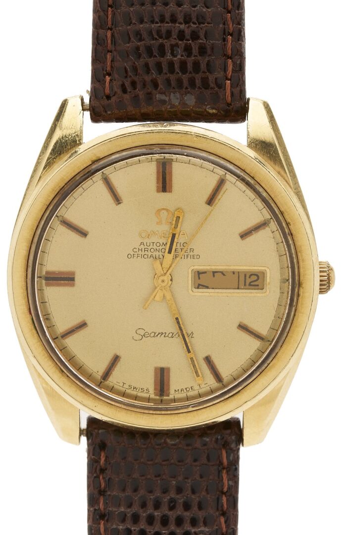 Lot 1039: Vintage 14K Gold Cap Omega Seamaster Automatic Watch