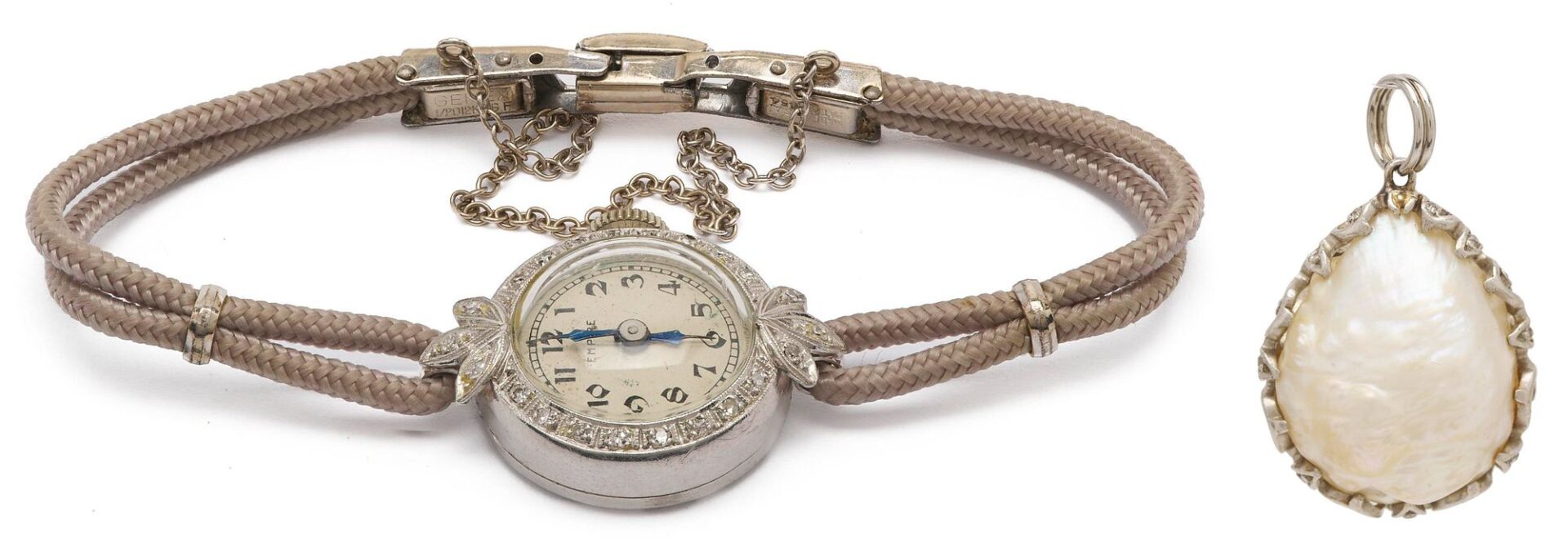 Lot 1041: Platinum Watch & Pearl Pendant