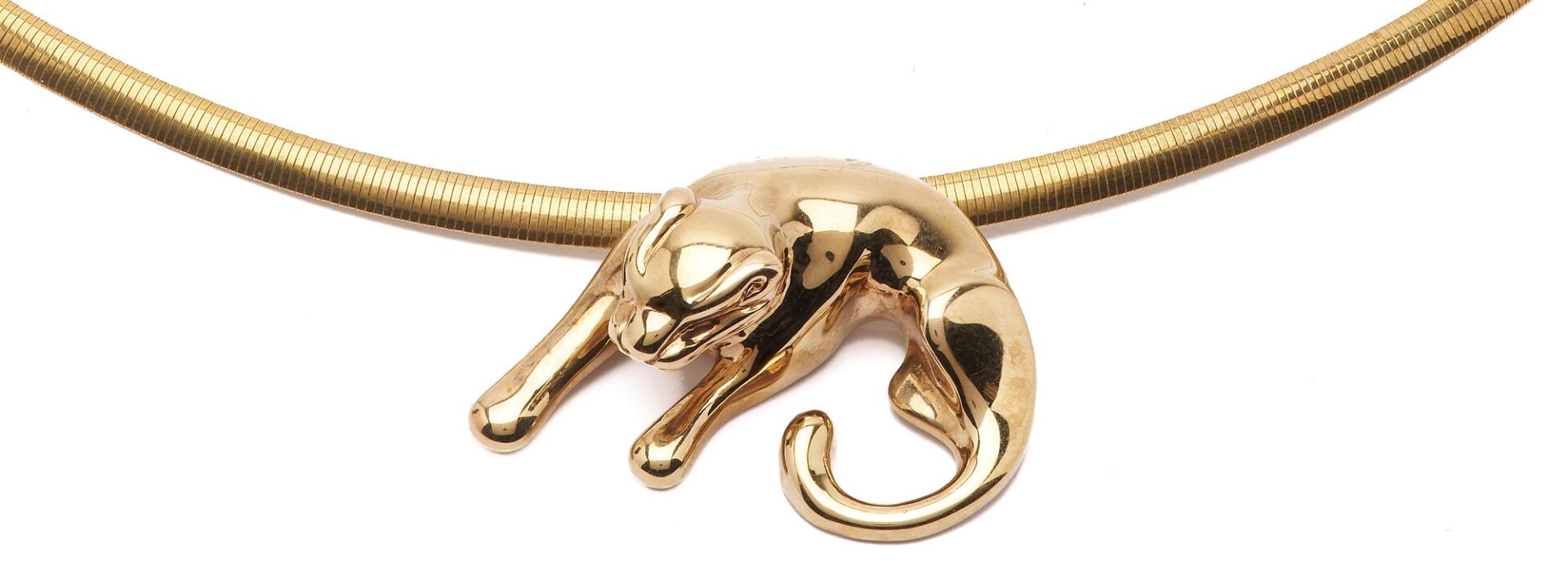 Lot 1044: 14K Gold Panther Necklace