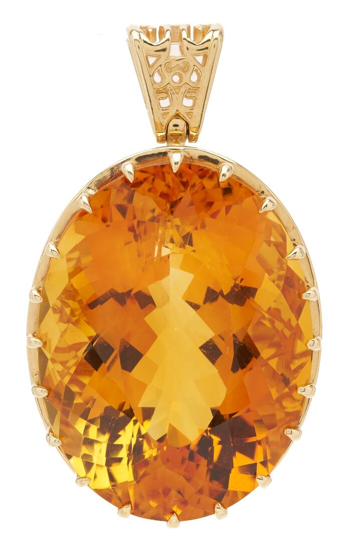 Lot 1047: 14K Gold & Citrine Pendant