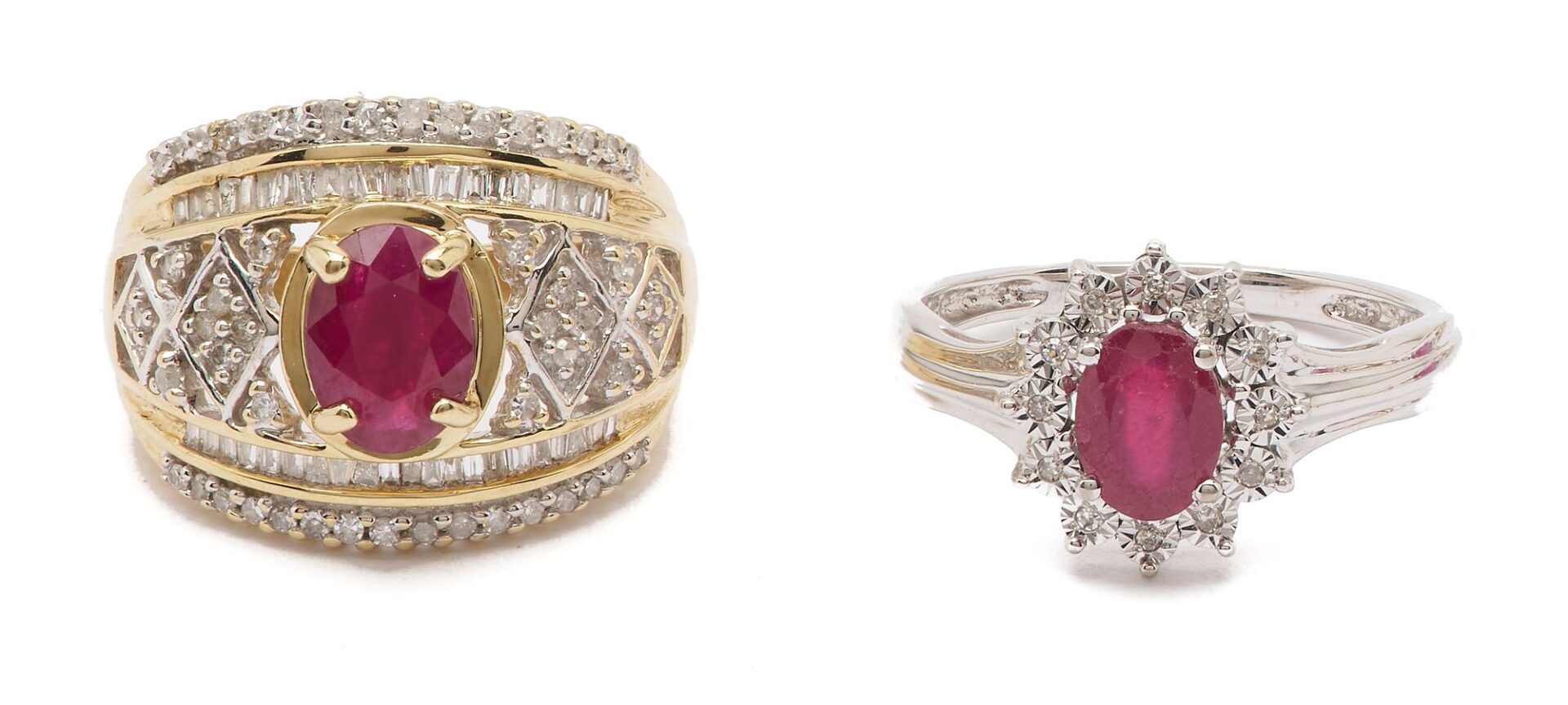 Lot 1048: Three Gold, Ruby, and Diamond Jewelry Pieces