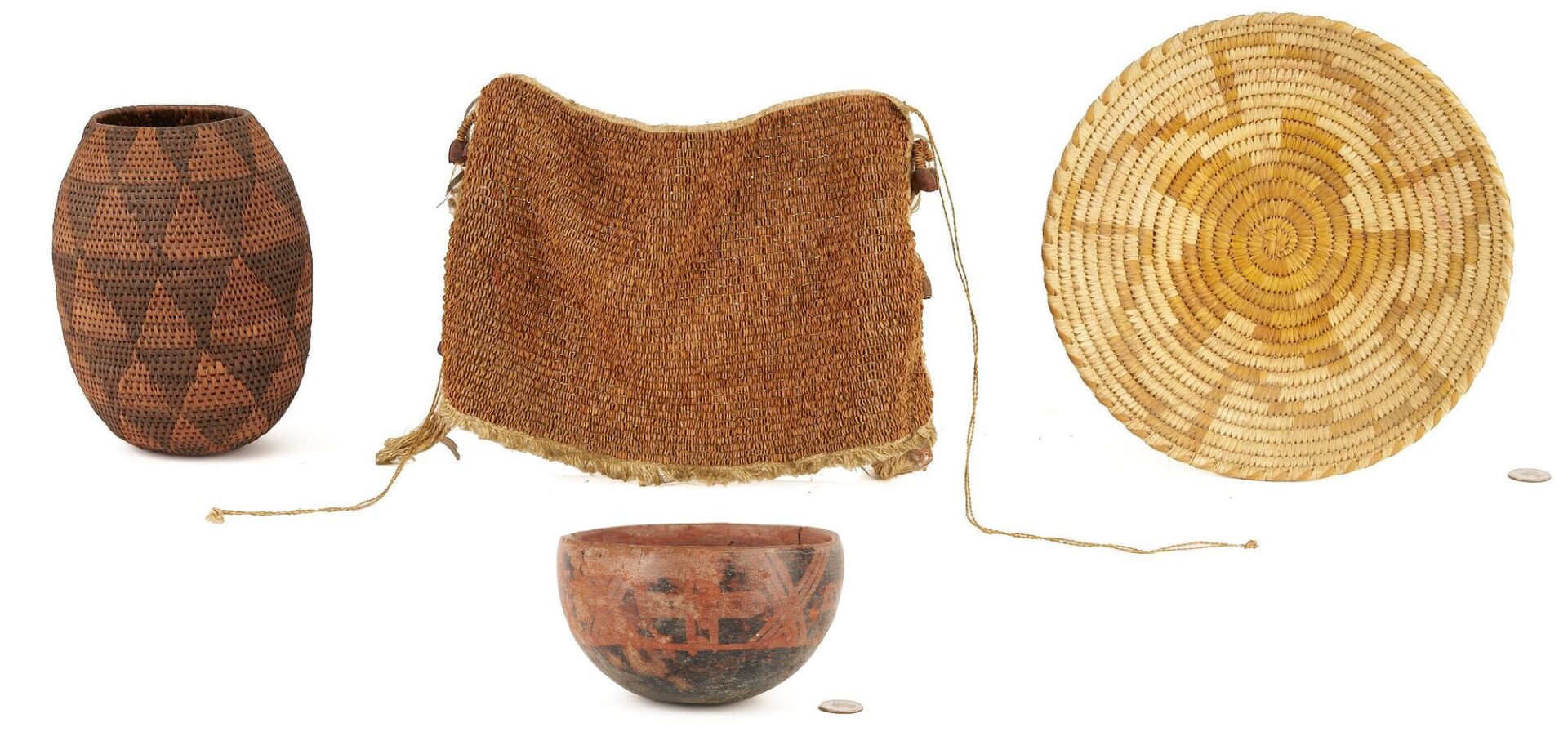 Lot 1049: 3  Native American Items & 1 African Weaving