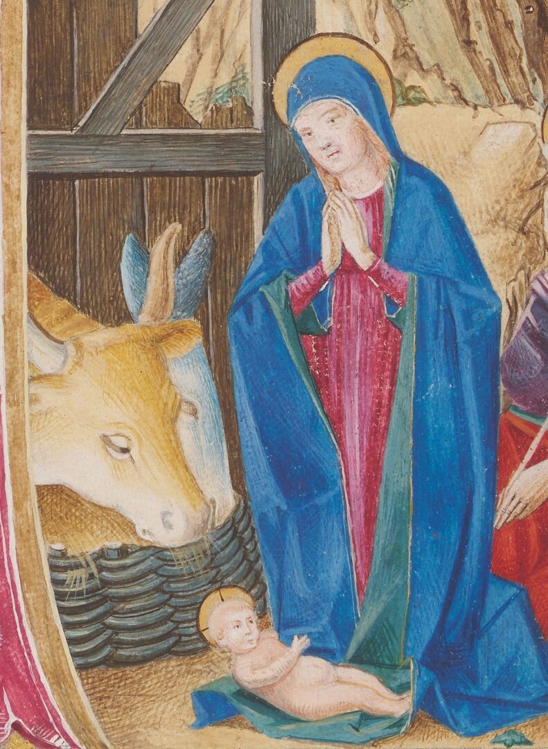 Lot 104: Illuminated Manuscript Leaf w/ Nativity