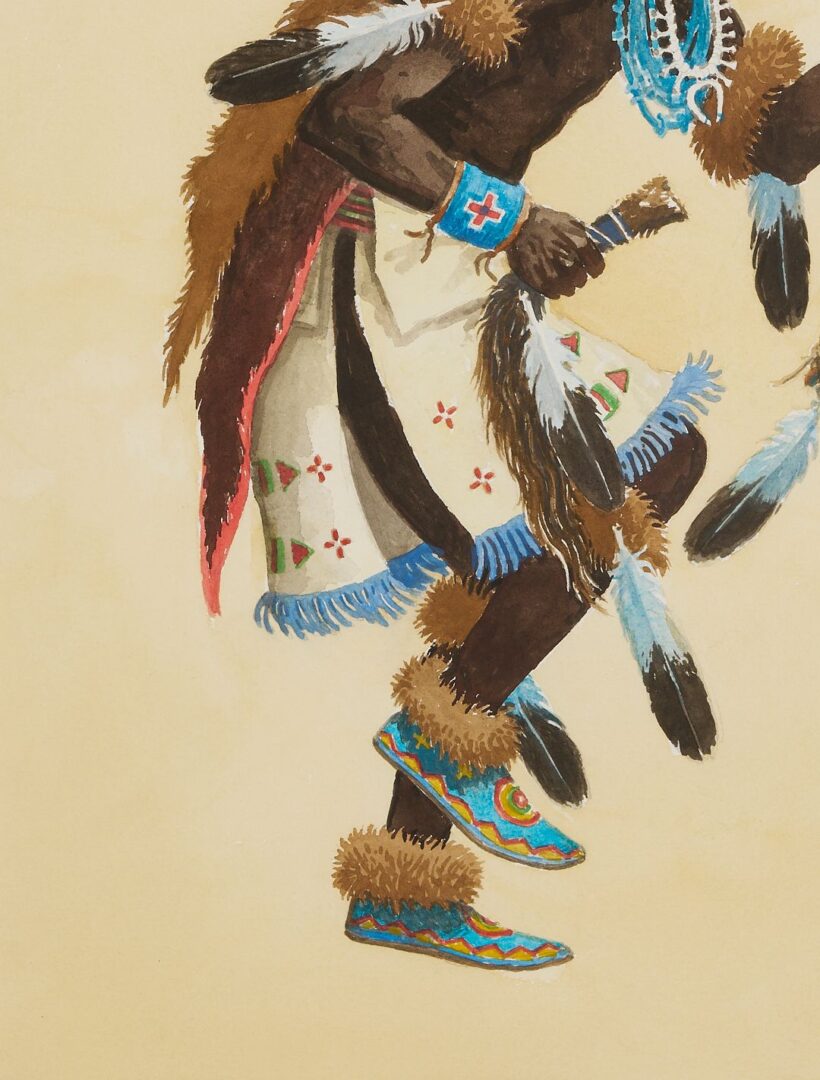 Lot 1051: Tom E. Scarborough Western Watercolor Painting, Buffalo Dancer