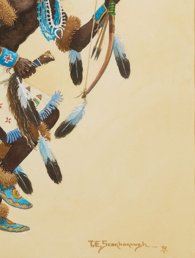 Lot 1051: Tom E. Scarborough Western Watercolor Painting, Buffalo Dancer