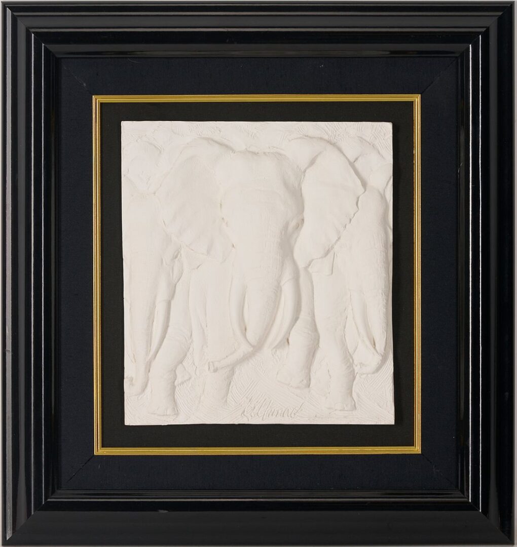 Lot 1052: Bill Mack Relief Sculpture, Elephant Stampede