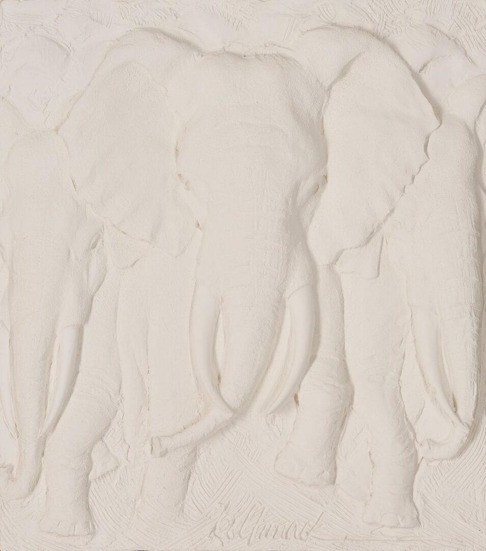 Lot 1052: Bill Mack Relief Sculpture, Elephant Stampede