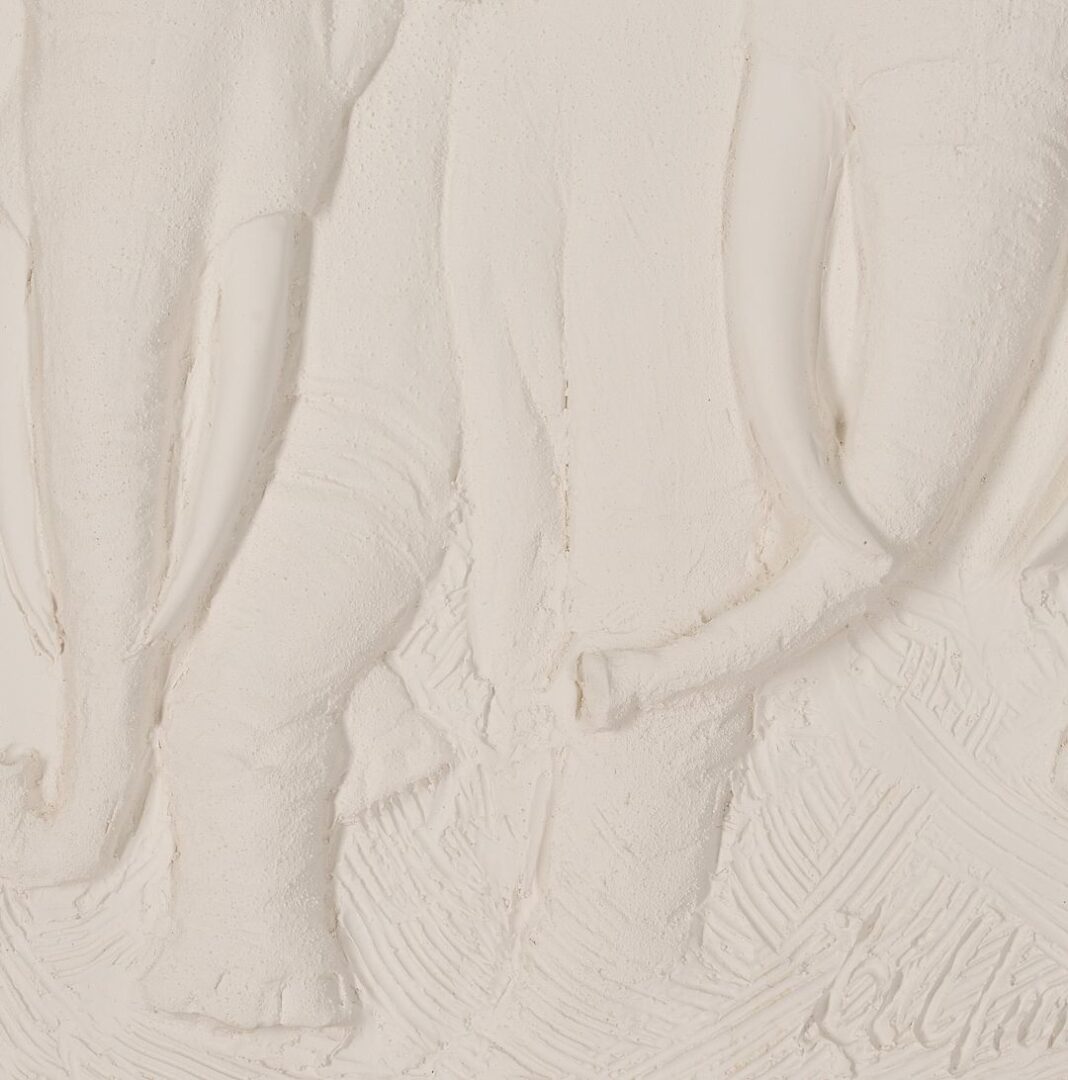 Lot 1052: Bill Mack Relief Sculpture, Elephant Stampede