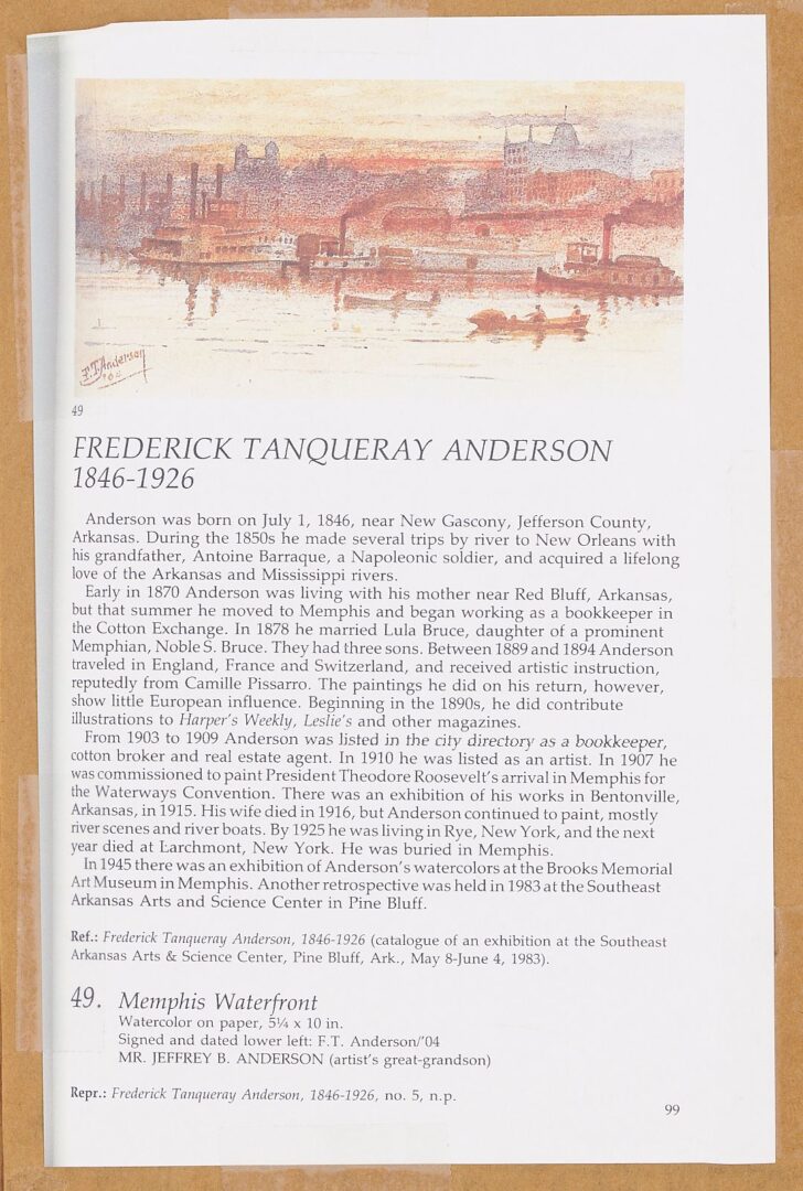 Lot 1057: Frederic T. Anderson Southern Watercolor Landscape