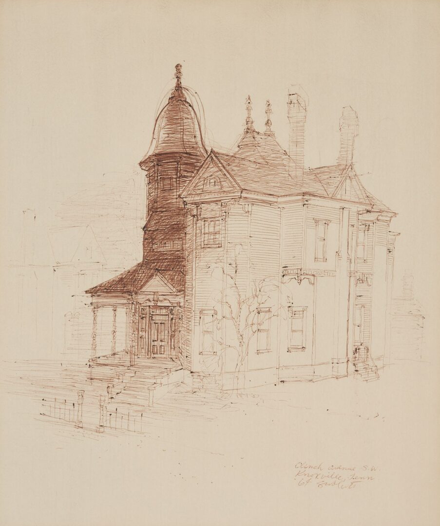 Lot 1059: 2 Carl Sublett Architectural Drawings of Historic Knoxville Houses