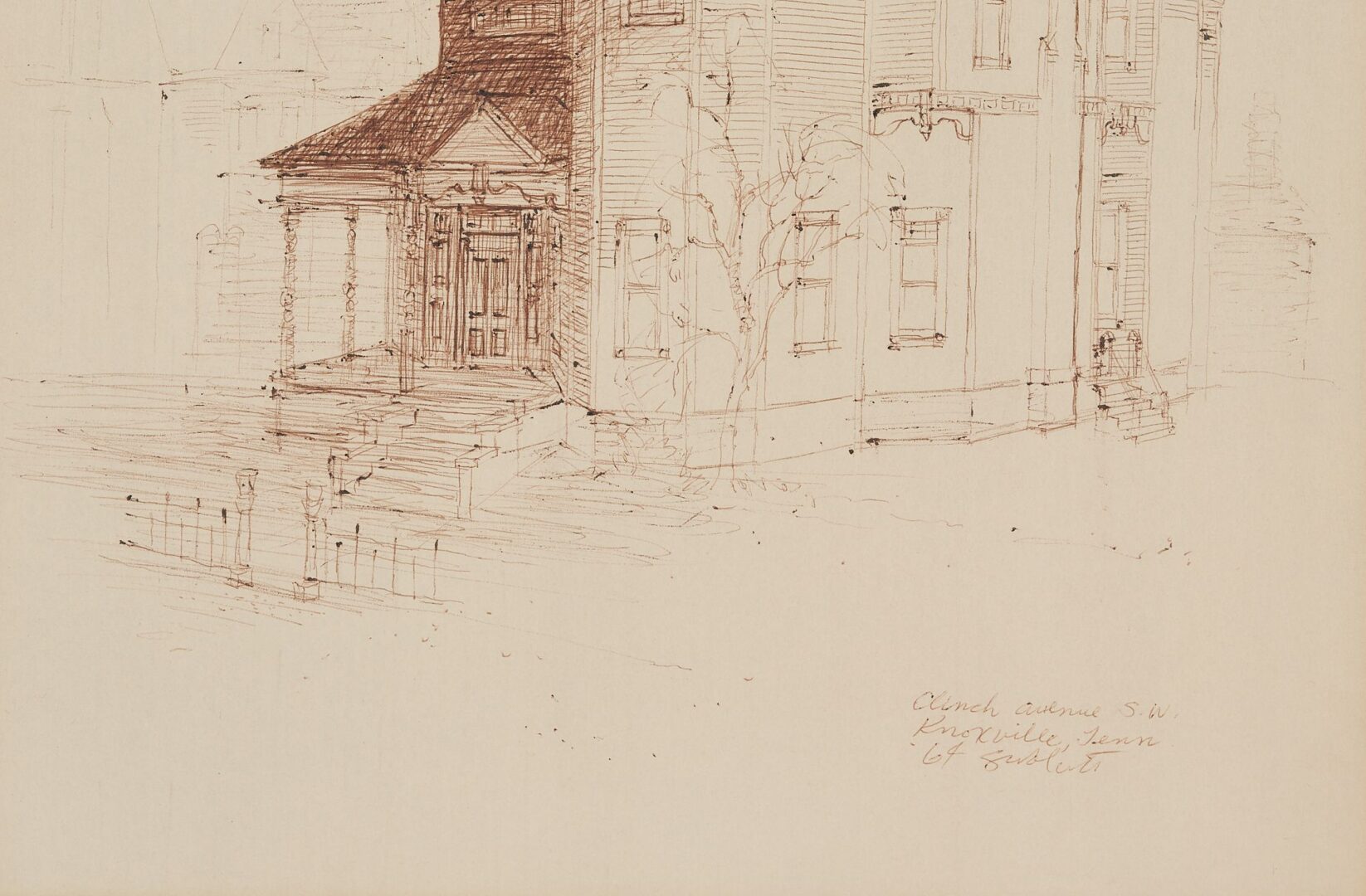 Lot 1059: 2 Carl Sublett Architectural Drawings of Historic Knoxville Houses