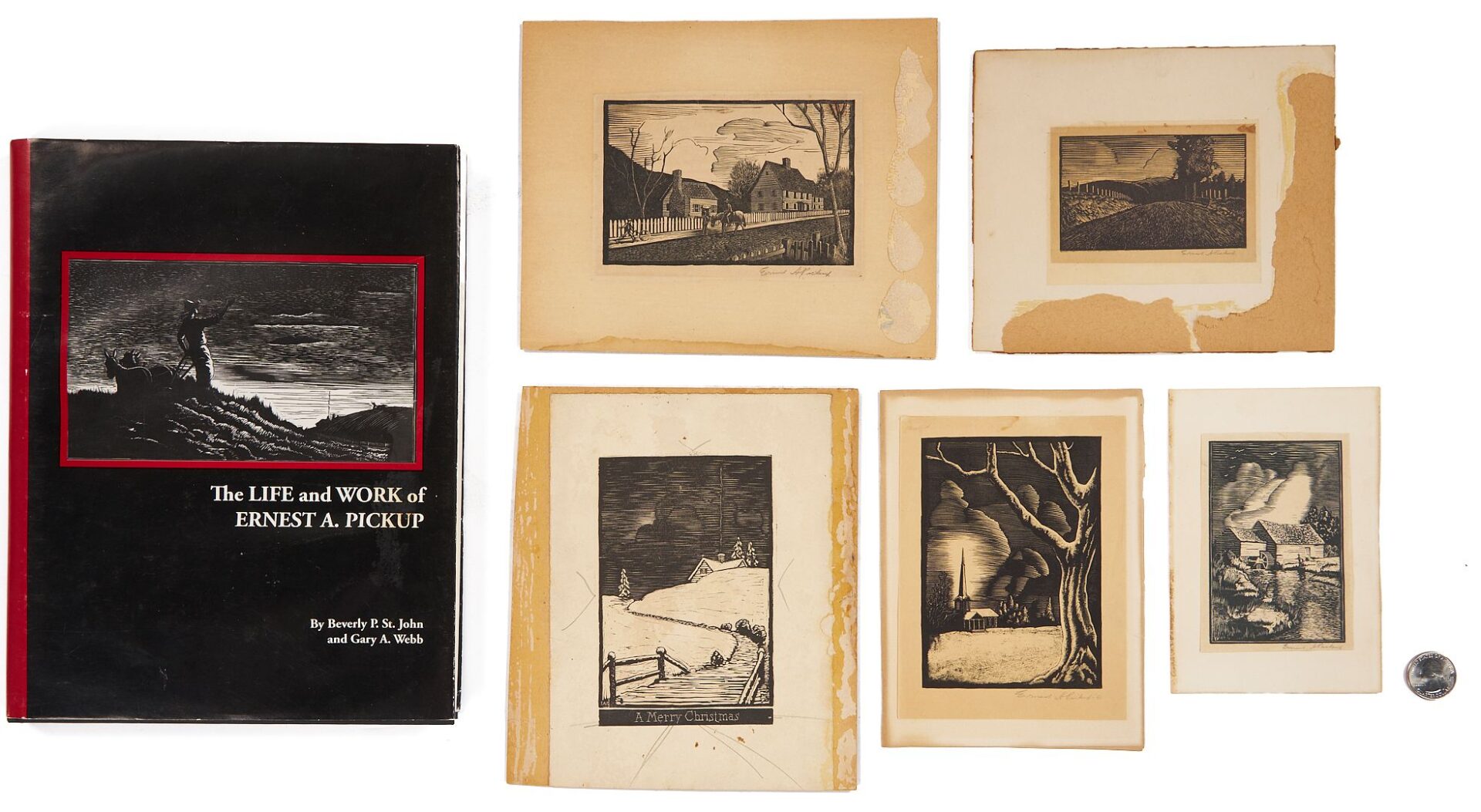 Lot 1061: 5 Ernest Pickup TN Woodblock Prints & Book