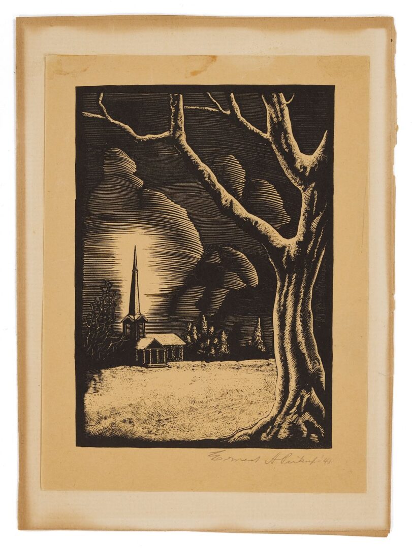 Lot 1061: 5 Ernest Pickup TN Woodblock Prints & Book
