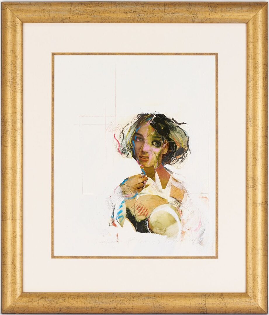 Lot 1064: Jere Allen Modernist Mixed Media Collage Portrait