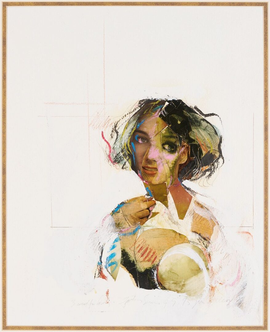 Lot 1064: Jere Allen Modernist Mixed Media Collage Portrait