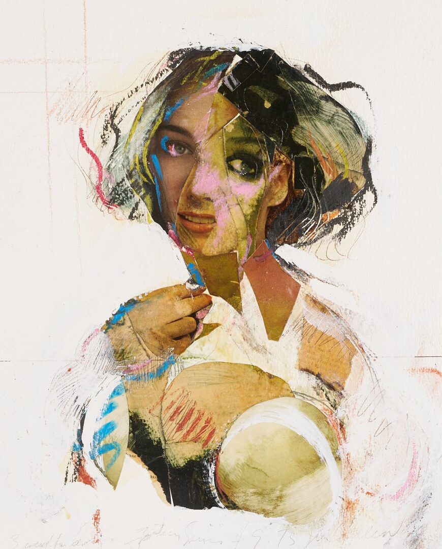 Lot 1064: Jere Allen Modernist Mixed Media Collage Portrait