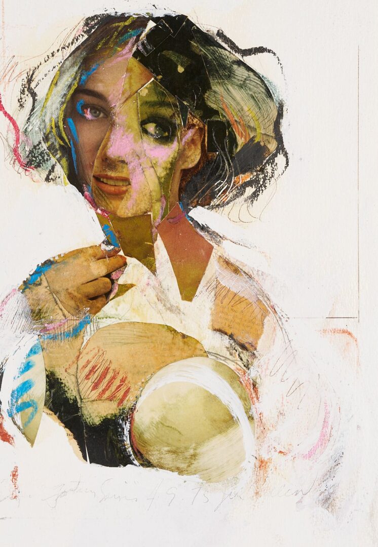 Lot 1064: Jere Allen Modernist Mixed Media Collage Portrait