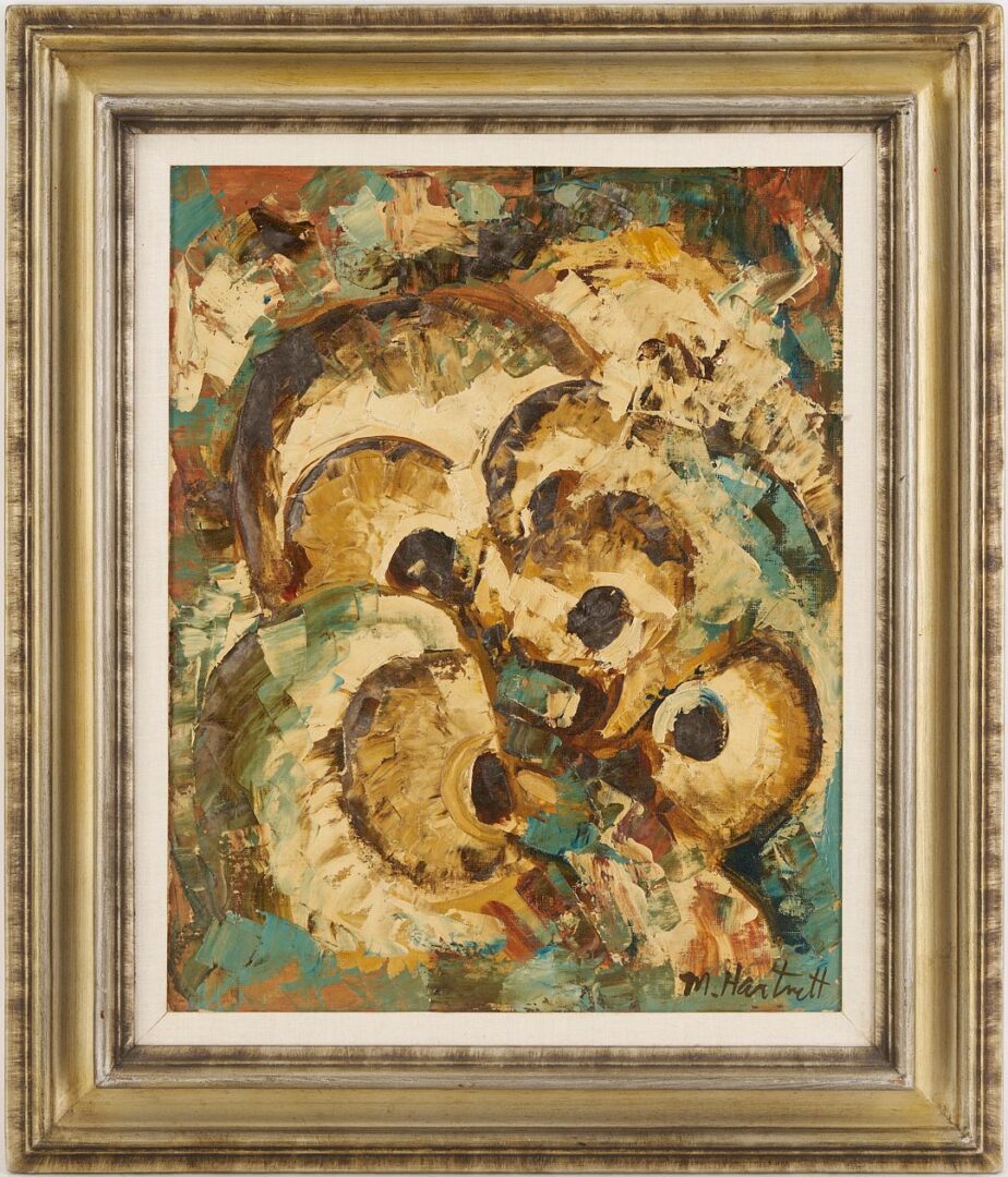 Lot 1065: Maggie Hartnett Exhibited Oil on Board, “Baby Owls”