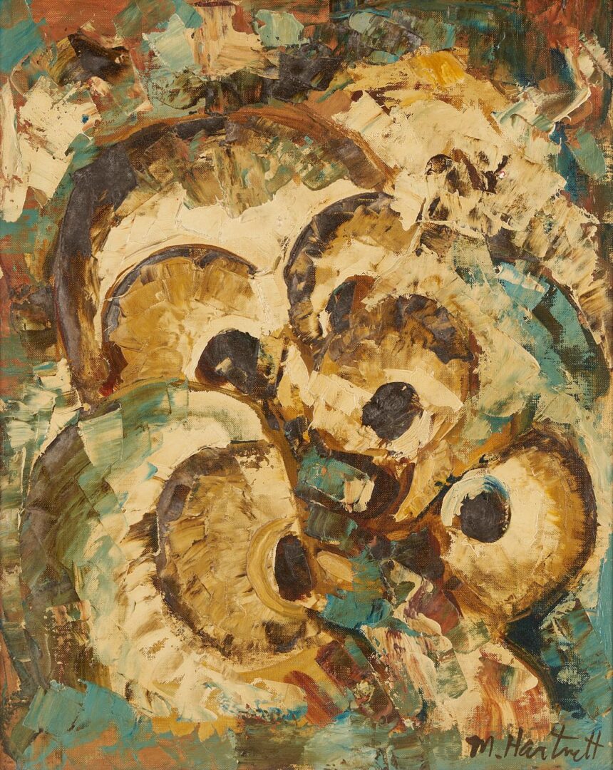 Lot 1065: Maggie Hartnett Exhibited Oil on Board, “Baby Owls”