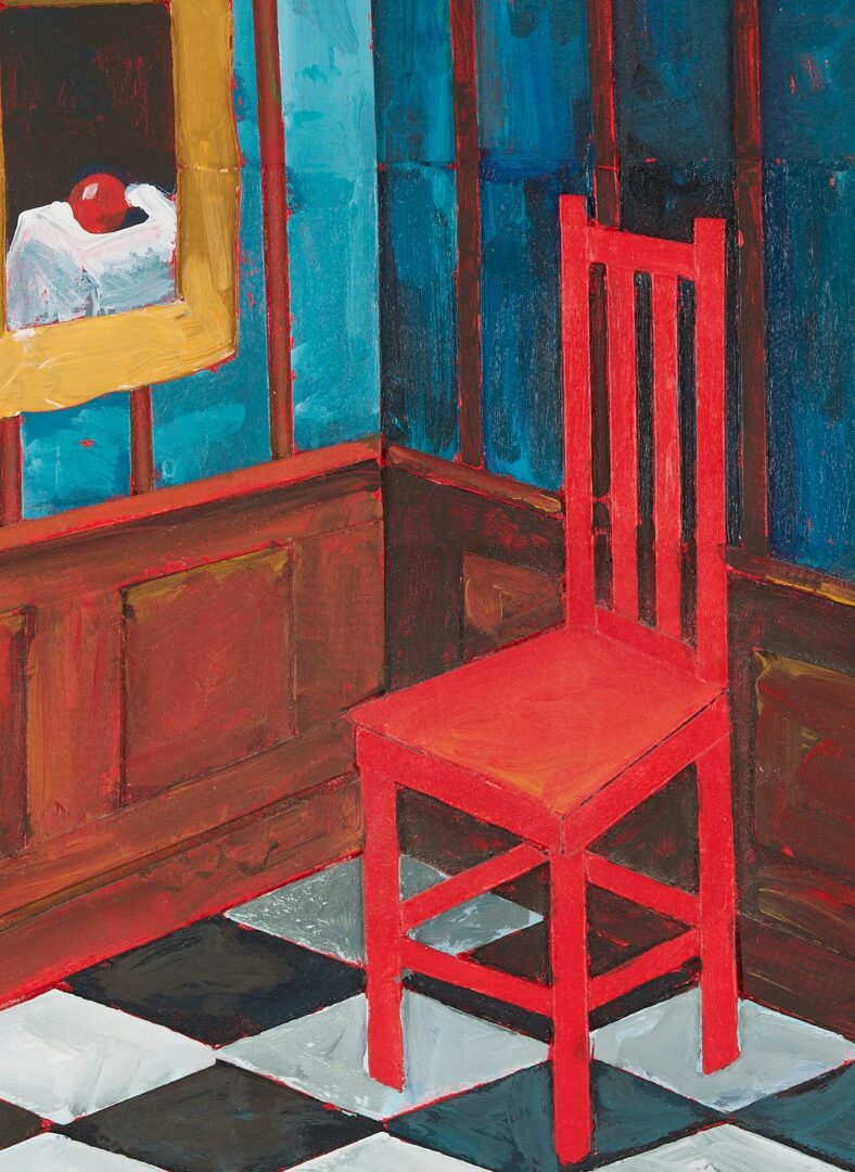 Lot 1069: Tom Pfannerstil Mixed Media, Red Chair