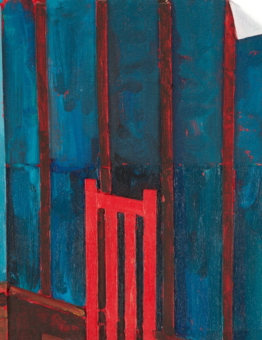 Lot 1069: Tom Pfannerstil Mixed Media, Red Chair