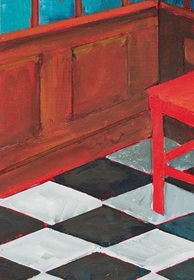 Lot 1069: Tom Pfannerstil Mixed Media, Red Chair