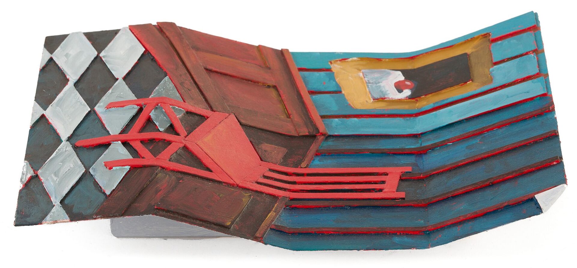 Lot 1069: Tom Pfannerstil Mixed Media, Red Chair